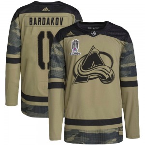 Authentic Adidas Youth Zakhar Bardakov Camo Military Appreciation Practice 2022 Stanley Cup Champions Jersey - NHL Colorado Aval