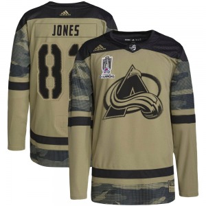 Authentic Adidas Youth Caleb Jones Camo Military Appreciation Practice 2022 Stanley Cup Champions Jersey - NHL Colorado Avalanch