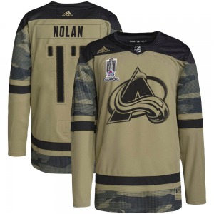 Authentic Adidas Youth Owen Nolan Camo Military Appreciation Practice 2022 Stanley Cup Champions Jersey - NHL Colorado Avalanche