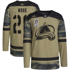 Authentic Adidas Youth Miles Wood Camo Military Appreciation Practice 2022 Stanley Cup Champions Jersey - NHL Colorado Avalanche