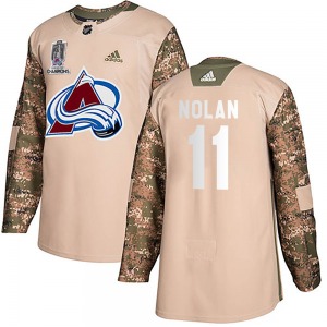 Authentic Adidas Youth Owen Nolan Camo Veterans Day Practice 2022 Stanley Cup Champions Jersey - NHL Colorado Avalanche