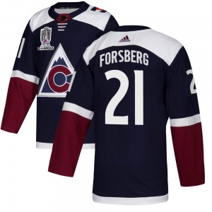 Authentic Adidas Youth Peter Forsberg Navy Alternate 2022 Stanley Cup Champions Jersey - NHL Colorado Avalanche
