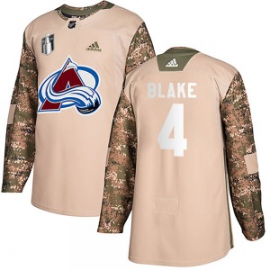 Authentic Adidas Youth Rob Blake Camo Veterans Day Practice 2022 Stanley Cup Final Patch Jersey - NHL Colorado Avalanche