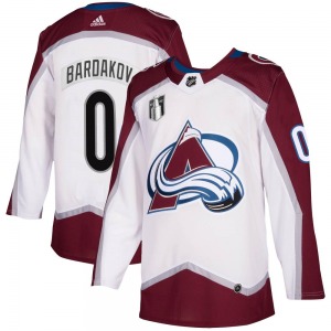 Authentic Adidas Youth Zakhar Bardakov White 2020/21 Away 2022 Stanley Cup Final Patch Jersey - NHL Colorado Avalanche