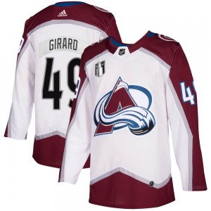 Authentic Adidas Youth Samuel Girard White 2020/21 Away 2022 Stanley Cup Final Patch Jersey - NHL Colorado Avalanche
