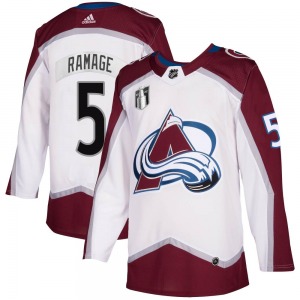 Authentic Adidas Youth Rob Ramage White 2020/21 Away 2022 Stanley Cup Final Patch Jersey - NHL Colorado Avalanche
