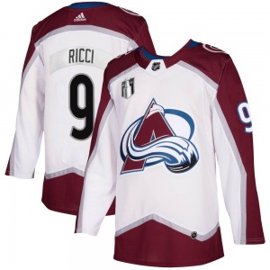 Authentic Adidas Youth Mike Ricci White 2020/21 Away 2022 Stanley Cup Final Patch Jersey - NHL Colorado Avalanche