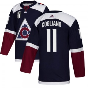 Authentic Adidas Youth Andrew Cogliano Navy Alternate 2022 Stanley Cup Final Patch Jersey - NHL Colorado Avalanche