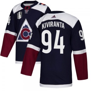 Authentic Adidas Youth Joel Kiviranta Navy Alternate 2022 Stanley Cup Final Patch Jersey - NHL Colorado Avalanche