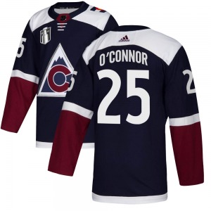 Authentic Adidas Youth Logan O'Connor Navy Alternate 2022 Stanley Cup Final Patch Jersey - NHL Colorado Avalanche