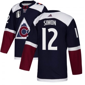 Authentic Adidas Youth Chris Simon Navy Alternate 2022 Stanley Cup Final Patch Jersey - NHL Colorado Avalanche