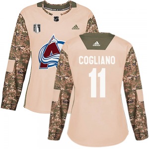 Authentic Adidas Women's Andrew Cogliano Camo Veterans Day Practice 2022 Stanley Cup Final Patch Jersey - NHL Colorado Avalanche