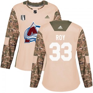 Authentic Adidas Women's Patrick Roy Camo Veterans Day Practice 2022 Stanley Cup Final Patch Jersey - NHL Colorado Avalanche