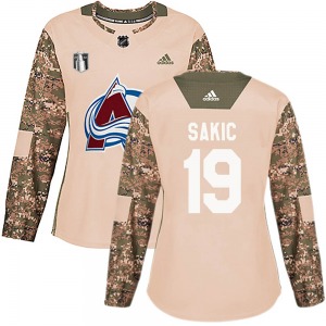 Authentic Adidas Women's Joe Sakic Camo Veterans Day Practice 2022 Stanley Cup Final Patch Jersey - NHL Colorado Avalanche