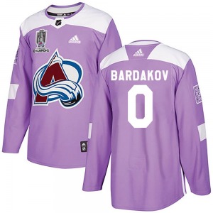 Authentic Adidas Youth Zakhar Bardakov Purple Fights Cancer Practice 2022 Stanley Cup Champions Jersey - NHL Colorado Avalanche