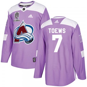 Authentic Adidas Youth Devon Toews Purple Fights Cancer Practice 2022 Stanley Cup Champions Jersey - NHL Colorado Avalanche