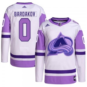Authentic Adidas Youth Zakhar Bardakov White/Purple Hockey Fights Cancer Primegreen Jersey - NHL Colorado Avalanche