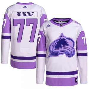 Authentic Adidas Youth Raymond Bourque White/Purple Hockey Fights Cancer Primegreen Jersey - NHL Colorado Avalanche