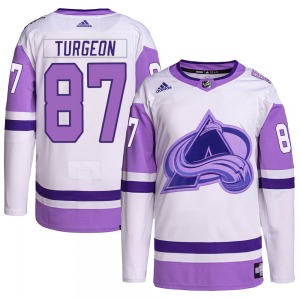 Authentic Adidas Youth Pierre Turgeon White/Purple Hockey Fights Cancer Primegreen Jersey - NHL Colorado Avalanche
