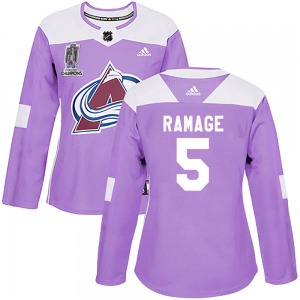 Authentic Adidas Women's Rob Ramage Purple Fights Cancer Practice 2022 Stanley Cup Champions Jersey - NHL Colorado Avalanche