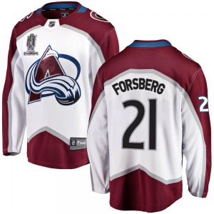 Breakaway Fanatics Branded Youth Peter Forsberg White Away 2022 Stanley Cup Champions Jersey - NHL Colorado Avalanche