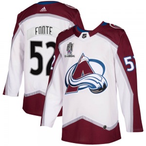 Authentic Adidas Youth Adam Foote White 2020/21 Away 2022 Stanley Cup Champions Jersey - NHL Colorado Avalanche