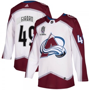 Authentic Adidas Youth Samuel Girard White 2020/21 Away 2022 Stanley Cup Champions Jersey - NHL Colorado Avalanche
