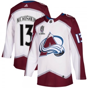 Authentic Adidas Youth Valeri Nichushkin White 2020/21 Away 2022 Stanley Cup Champions Jersey - NHL Colorado Avalanche