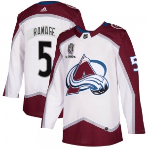 Authentic Adidas Youth Rob Ramage White 2020/21 Away 2022 Stanley Cup Champions Jersey - NHL Colorado Avalanche