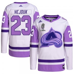 Authentic Adidas Adult Milan Hejduk White/Purple Hockey Fights Cancer 2022 Stanley Cup Champions Jersey - NHL Colorado Avalanche
