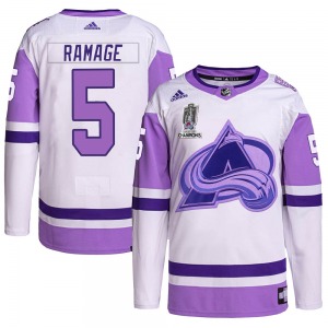 Authentic Adidas Adult Rob Ramage White/Purple Hockey Fights Cancer 2022 Stanley Cup Champions Jersey - NHL Colorado Avalanche