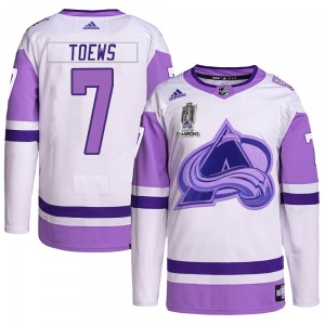 Authentic Adidas Adult Devon Toews White/Purple Hockey Fights Cancer 2022 Stanley Cup Champions Jersey - NHL Colorado Avalanche