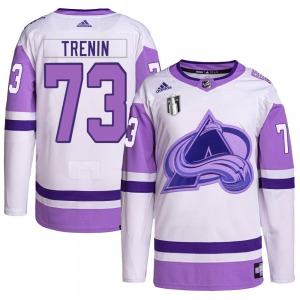 Authentic Adidas Adult Yakov Trenin White/Purple Hockey Fights Cancer Primegreen 2022 Stanley Cup Final Patch Jersey - NHL Color