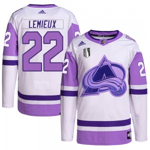 Authentic Adidas Youth Claude Lemieux White/Purple Hockey Fights Cancer Primegreen 2022 Stanley Cup Final Patch Jersey - NHL Col