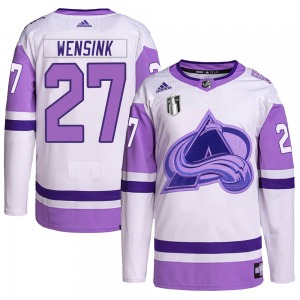 Authentic Adidas Youth John Wensink White/Purple Hockey Fights Cancer Primegreen 2022 Stanley Cup Final Patch Jersey - NHL Color