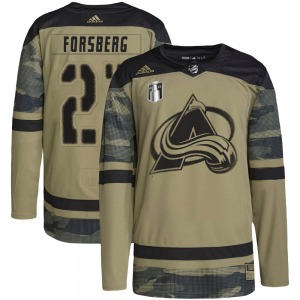 Authentic Adidas Youth Peter Forsberg Camo Military Appreciation Practice 2022 Stanley Cup Final Patch Jersey - NHL Colorado Ava