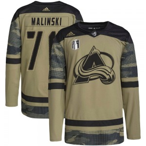 Authentic Adidas Youth Sam Malinski Camo Military Appreciation Practice 2022 Stanley Cup Final Patch Jersey - NHL Colorado Avala