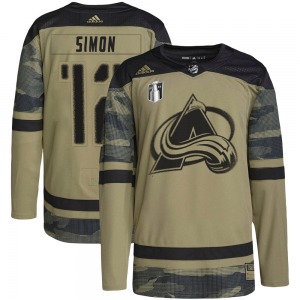 Authentic Adidas Youth Chris Simon Camo Military Appreciation Practice 2022 Stanley Cup Final Patch Jersey - NHL Colorado Avalan