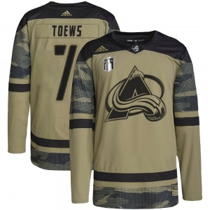Authentic Adidas Youth Devon Toews Camo Military Appreciation Practice 2022 Stanley Cup Final Patch Jersey - NHL Colorado Avalan