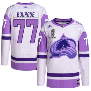 Authentic Adidas Youth Raymond Bourque White/Purple Hockey Fights Cancer 2022 Stanley Cup Champions Jersey - NHL Colorado Avalan