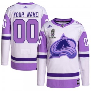 Authentic Adidas Youth Custom White/Purple Custom Hockey Fights Cancer 2022 Stanley Cup Champions Jersey - NHL Colorado Avalanch