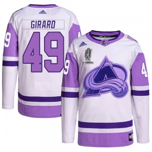 Authentic Adidas Youth Samuel Girard White/Purple Hockey Fights Cancer 2022 Stanley Cup Champions Jersey - NHL Colorado Avalanch