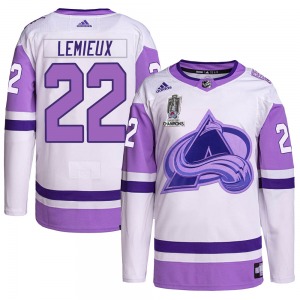 Authentic Adidas Youth Claude Lemieux White/Purple Hockey Fights Cancer 2022 Stanley Cup Champions Jersey - NHL Colorado Avalanc
