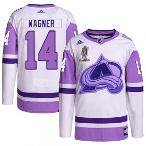 Authentic Adidas Youth Chris Wagner White/Purple Hockey Fights Cancer 2022 Stanley Cup Champions Jersey - NHL Colorado Avalanche