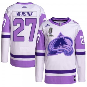 Authentic Adidas Youth John Wensink White/Purple Hockey Fights Cancer 2022 Stanley Cup Champions Jersey - NHL Colorado Avalanche