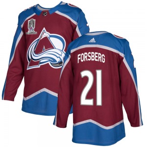 Authentic Adidas Youth Peter Forsberg Burgundy Home 2022 Stanley Cup Champions Jersey - NHL Colorado Avalanche