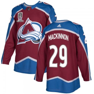 Authentic Adidas Youth Nathan MacKinnon Burgundy Home 2022 Stanley Cup Champions Jersey - NHL Colorado Avalanche