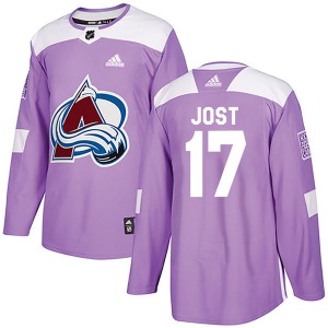 Authentic Adidas Youth Tyson Jost Purple Fights Cancer Practice Jersey - NHL Colorado Avalanche