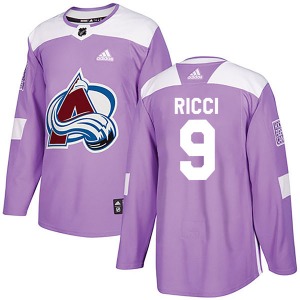 Authentic Adidas Youth Mike Ricci Purple Fights Cancer Practice Jersey - NHL Colorado Avalanche