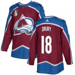 Authentic Adidas Youth Chris Drury Burgundy Home 2022 Stanley Cup Final Patch Jersey - NHL Colorado Avalanche